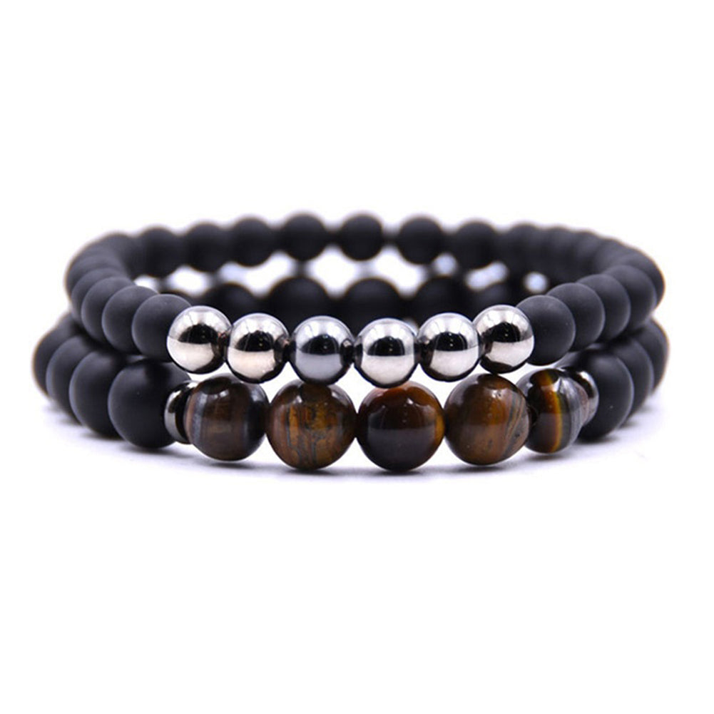 2Pcs Unisex Club Pub Jewelry Fashion Natural Stone Buddha Yoga Bracelets Set