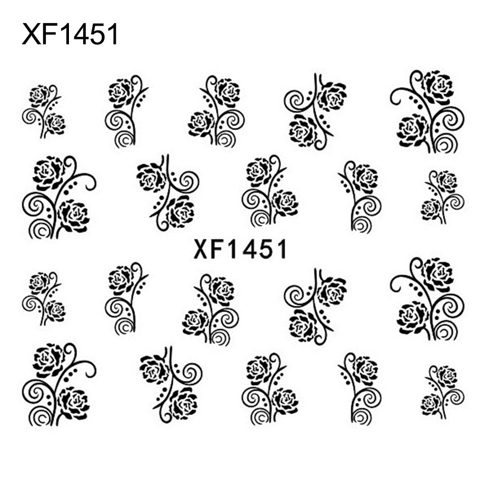 Women Manicure Decor Floral Nail Art Water Transfer Sticker False Tips DIY Decal