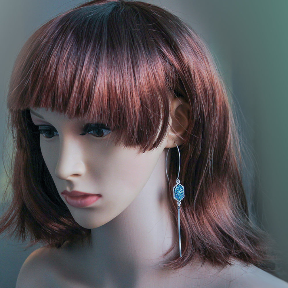 Women Fashion Geometric Tassels Long Dangle Hook Earrings Piercing Jewelry