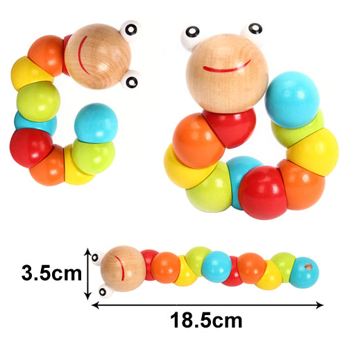 Baby Kids Creative Colorful Twist Colored Insects Toy Wooden Educational Gift