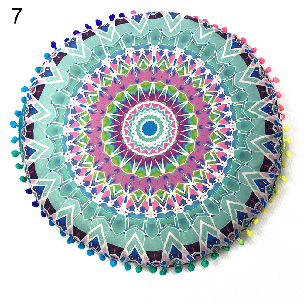 Indian Mandala Floor Round Pillow Case Meditation Boho Cushion Cover Decoration