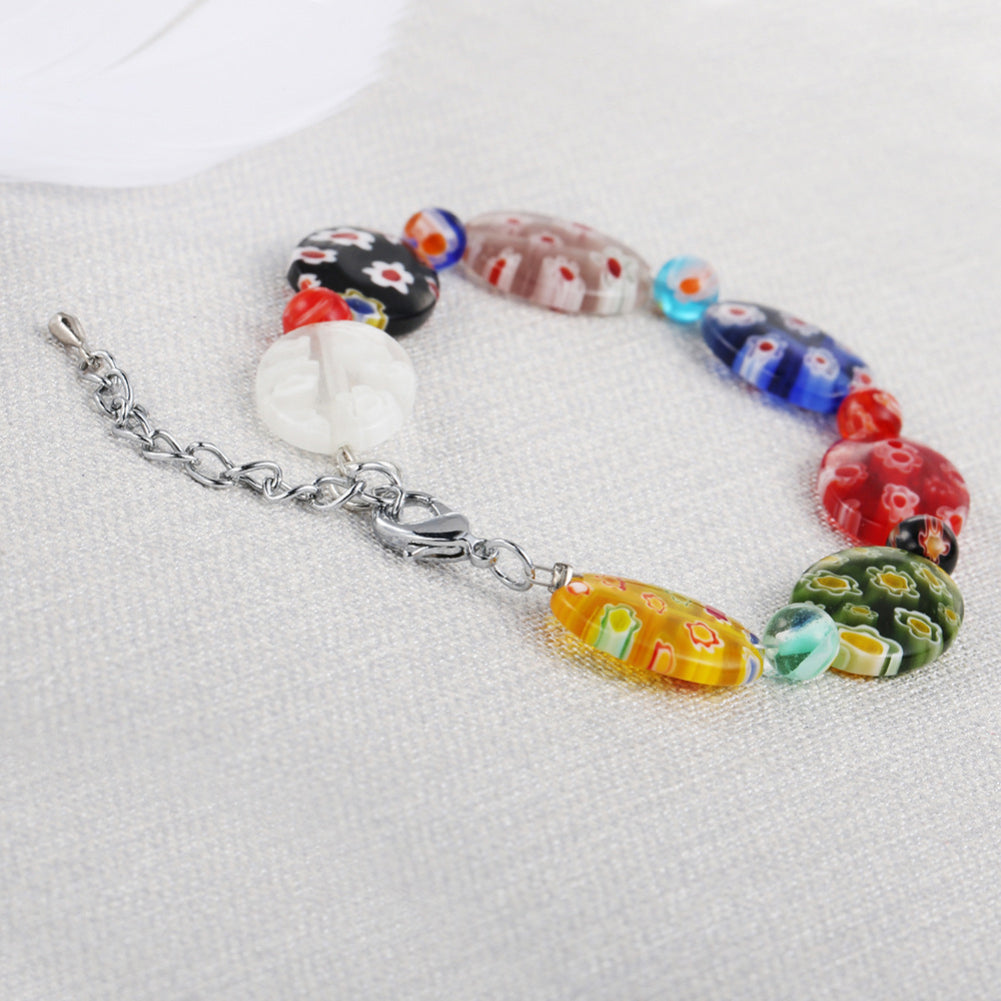 Women Fashion Cherry Flower Floral Colored Glaze Bracelet Bangle Jewelry Gift