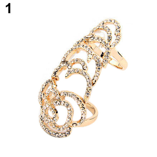 Women Bendable Hollow Twinkling Rhinesone Rose Knuckle Finger Chic Joint Ring