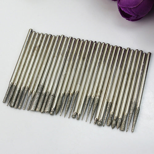 30Pcs Diamond Burr Bits Drill for Glass Stone Engraving Etching Rotary Tool Set
