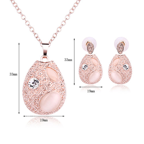 Elegant Lady Rhinestone Resin Teardrop Necklace Stud Earring Dancing Jewelry Set