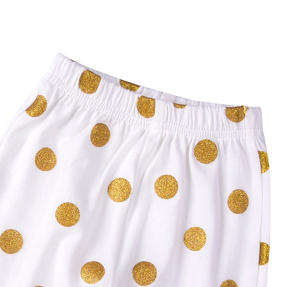 Christmas Baby Girls Snowflake Santa Baby Print Short Sleeve Romper Dots Pants