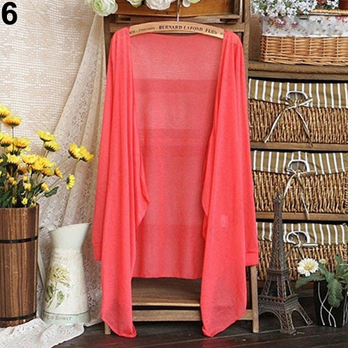 Women Fashion Summer Beach Sunscreen Casual Long Sleeve Cardigan Shawl Coat