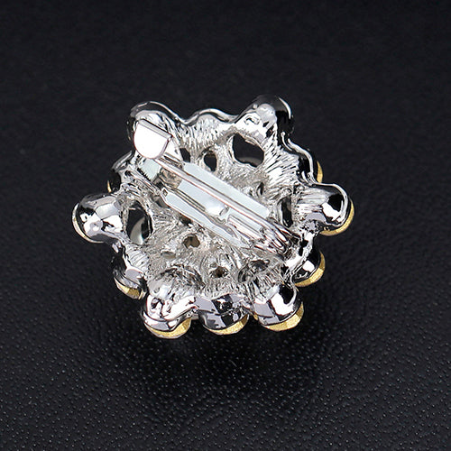 Women Elegant Rhinestone Faux Pearl Flower Wedding Bridal Scarf Brooch Pin