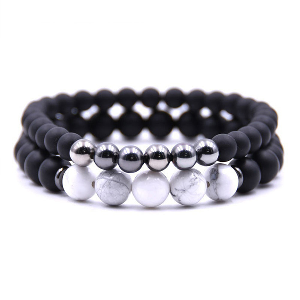 2Pcs Unisex Club Pub Jewelry Fashion Natural Stone Buddha Yoga Bracelets Set