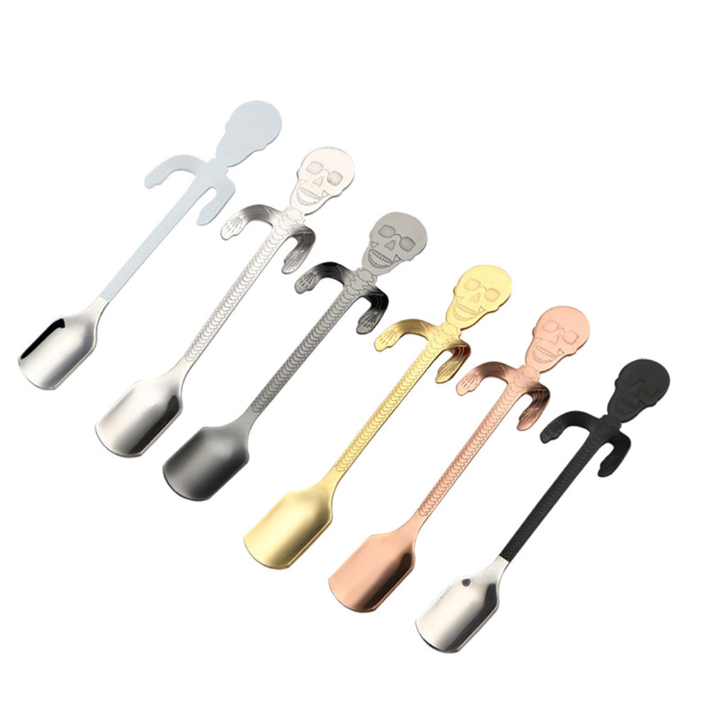 Stainless Steel Cute Skull Hanging Handle Coffee Tea Drink Spoon Kitchen Tool