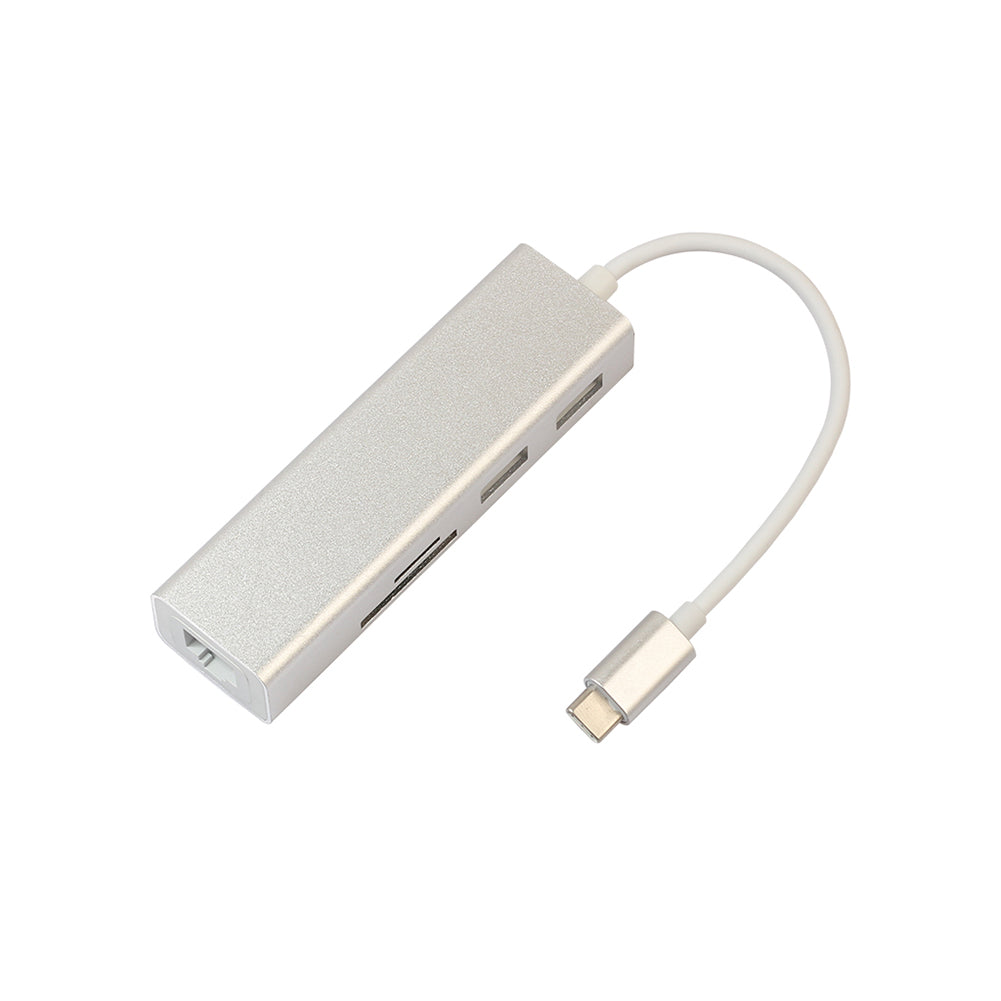 USB Type C Hub Wired Gigabit Ethernet Card LAN Adapter with SD/TF Card Reader