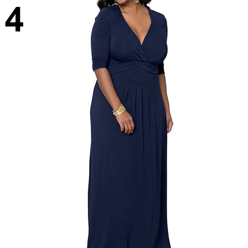 Women Casual Round Neck Pullover T-Shirt Loose Floral Hem Blouse Top Dress