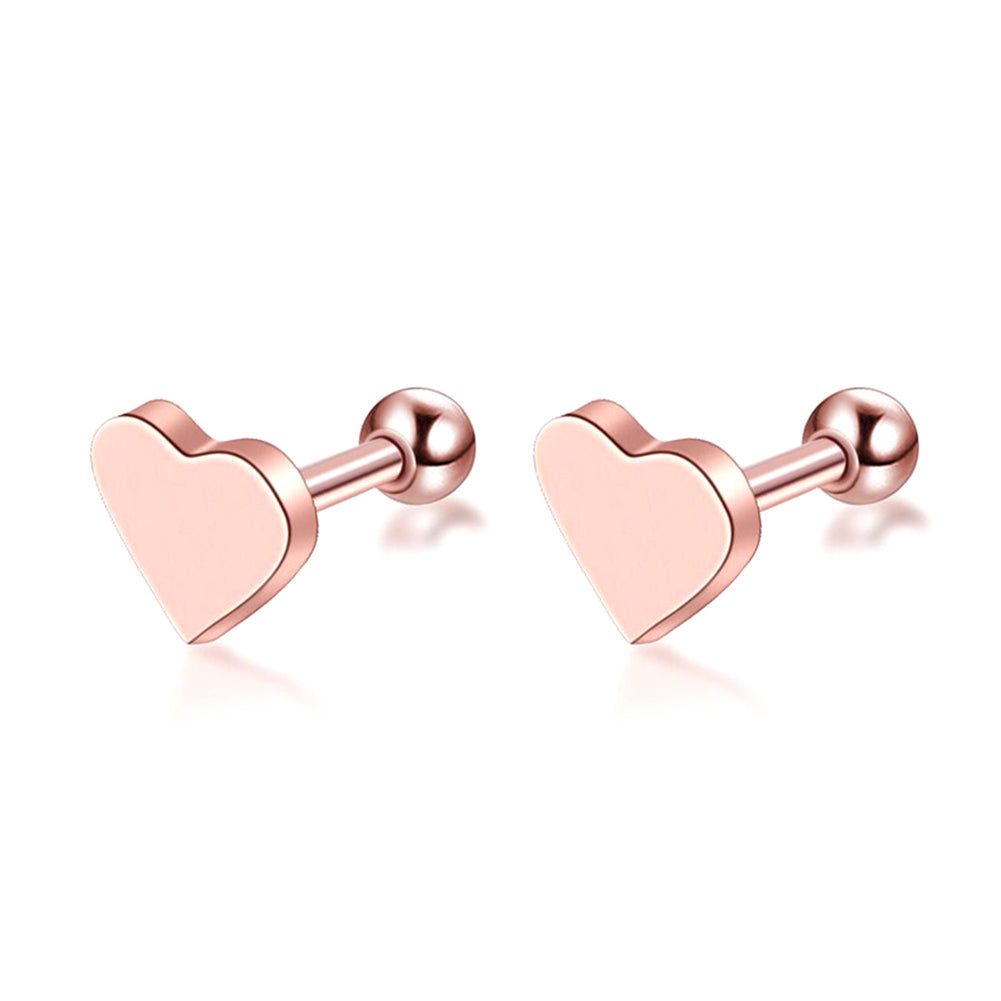 Simple Heart Alloy Ear Cartilage Tragus Piercing Stud Earrings Women Jewelry