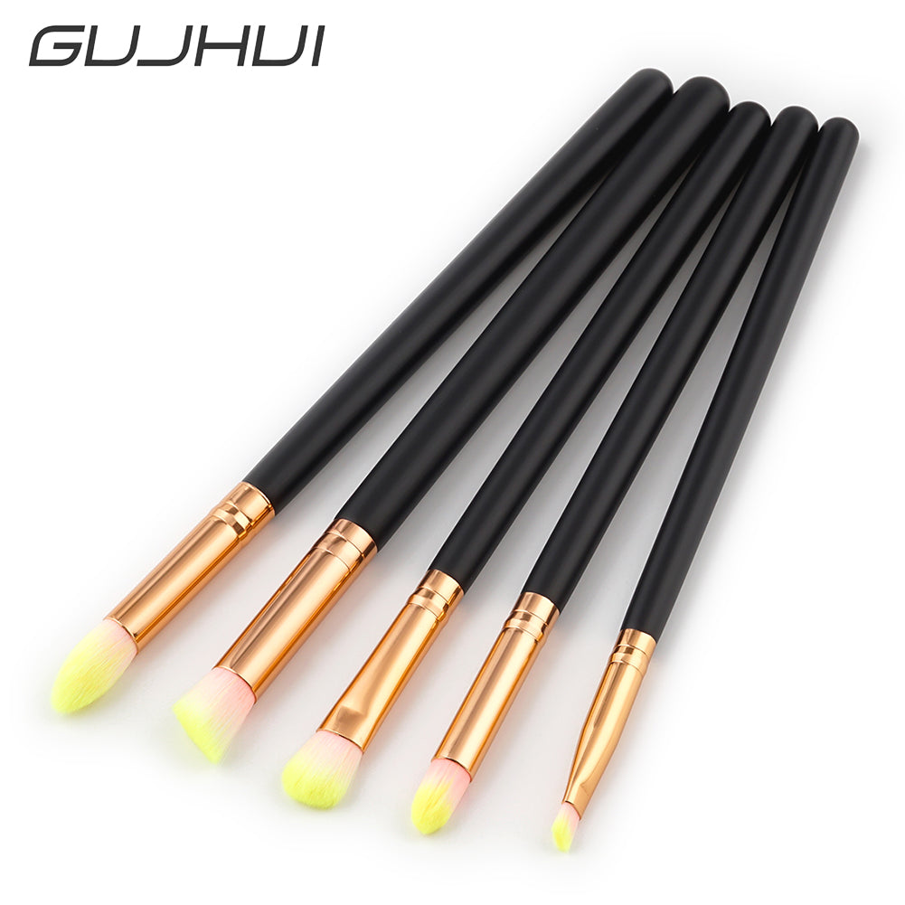 5Pcs Wood Handle Eyeshadow Eyebrow Cosmetic Makeup Brush Set Beauty Tool
