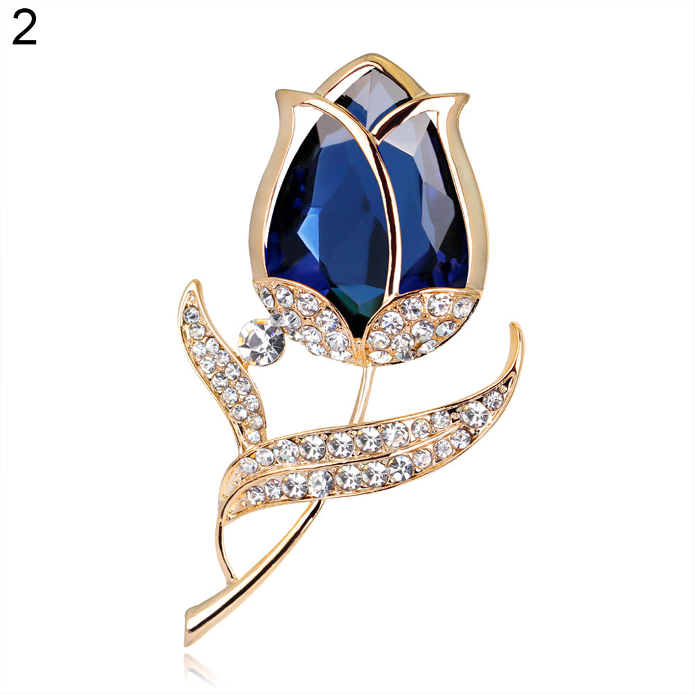 Women Fashion Rose Flower Rhinestone Brooch Pin Wedding Bridal Jewelry Accessory