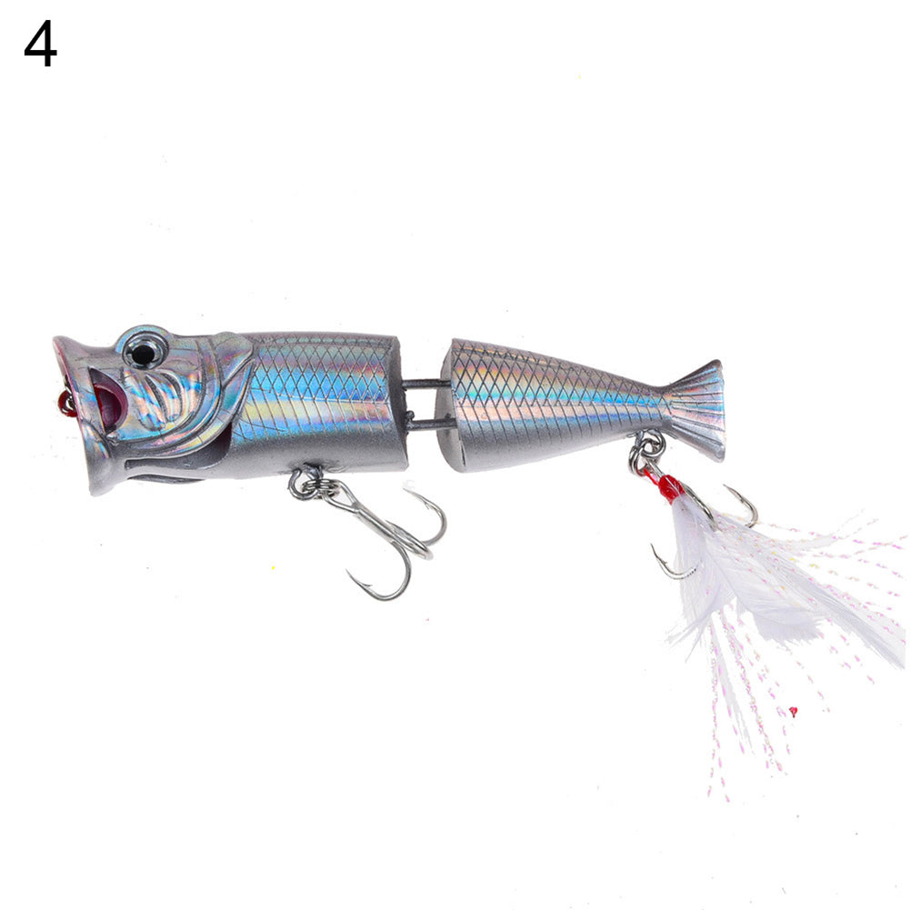 8cm Artificial Bait Bass Crankbait Wobblers Plastic Fishing Lures with Feather