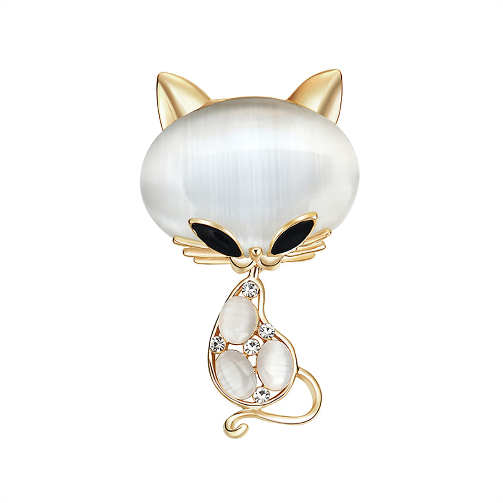 Women Cute Cat Fox Shiny Rhinestones Brooch Pin Badge Coat Dress Decor Jewelry