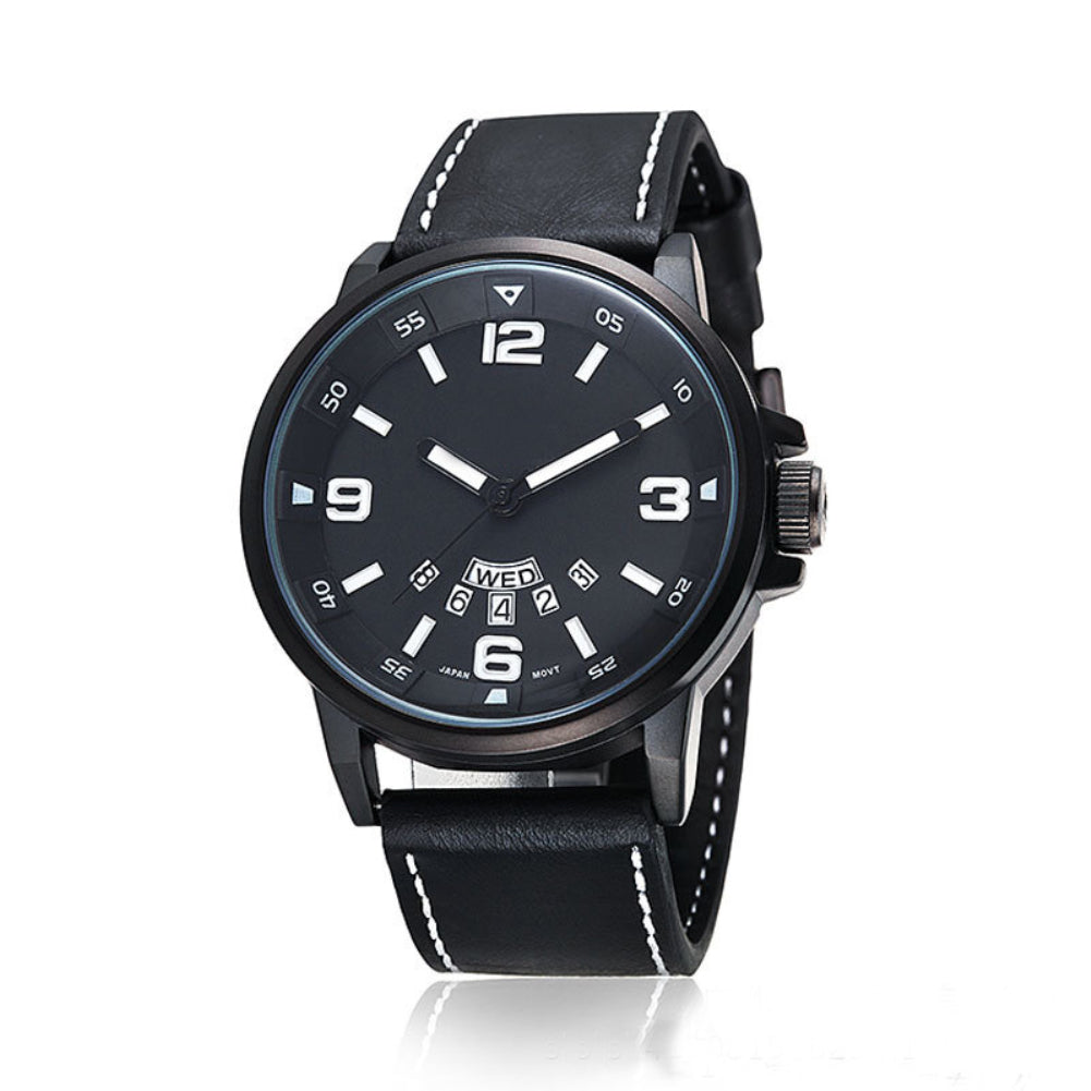 Genuine Leather Date Display Waterproof Quartz Business Men Wrist Watch Gift