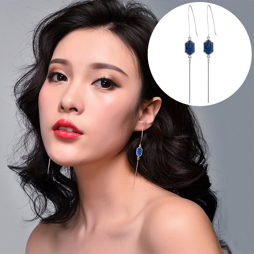 Women Fashion Geometric Tassels Long Dangle Hook Earrings Piercing Jewelry