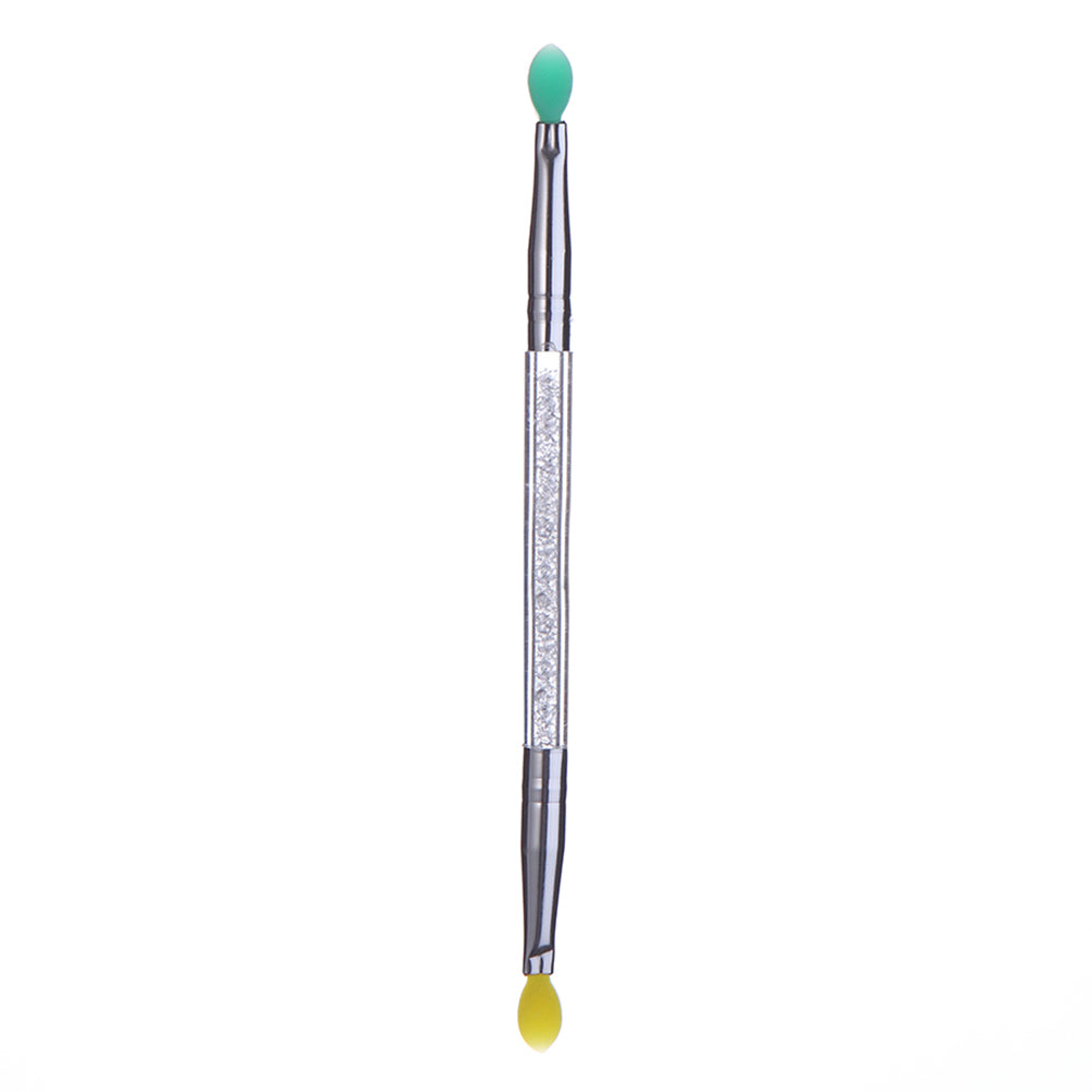 Double Ended Silicone Head Rhinestone Eyeshadow Eyebrow Lip Makeup Brush Tool