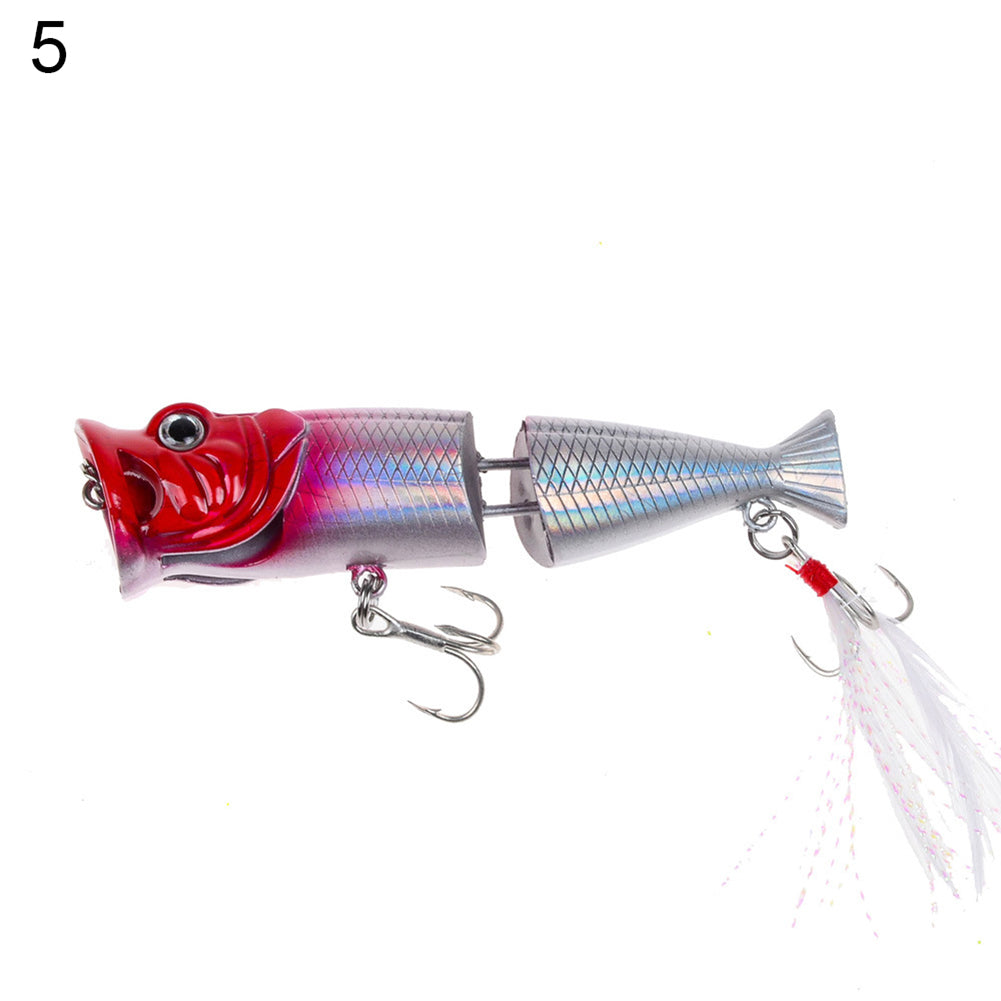 8cm Artificial Bait Bass Crankbait Wobblers Plastic Fishing Lures with Feather