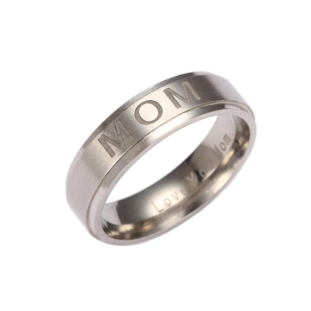 Fashion Mom Dad Stainless Steel Carving Ring Gift Party Wedding Cocktail Jewelry