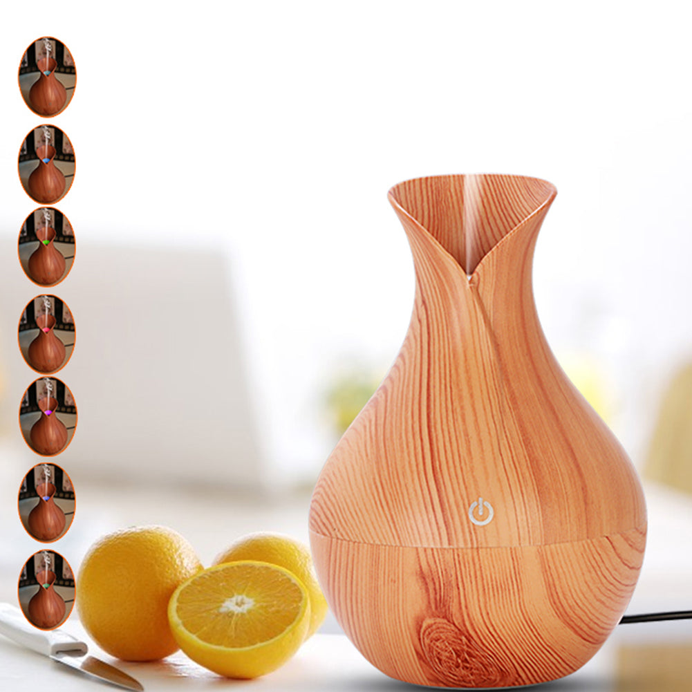 Night Light Wood Grain Cool Mist Humidifier Aromatherapy Essential Oil Diffuser