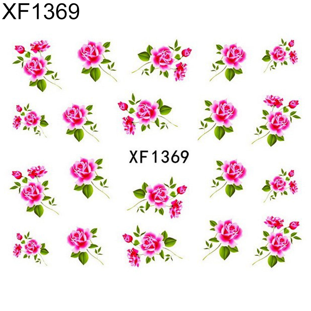 Elegant Women Butterfly Flower Peacock Feather Water Transfer Nail Art Sticker