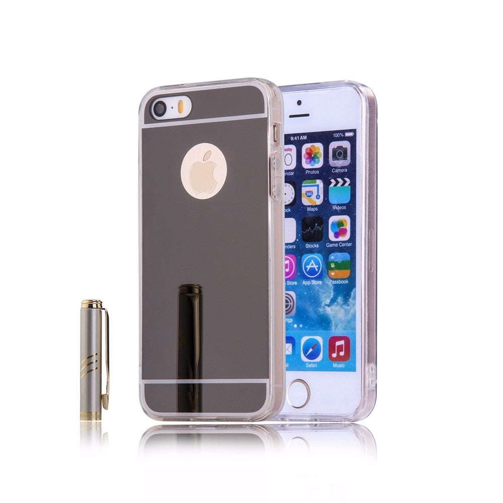 for Apple iPhone 5 5S 5C Mirror TPU Phone Case Soft Back Cover Luxury Texture Skin Mobile Phone Shell