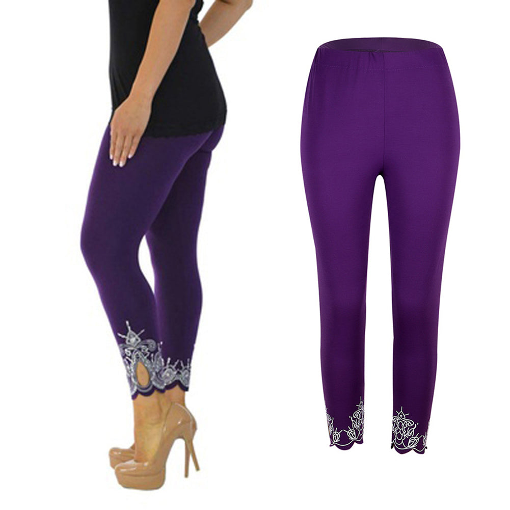 Women Casual Printing Slim Elasticity Leggings Skinny Pants Trousers Tights