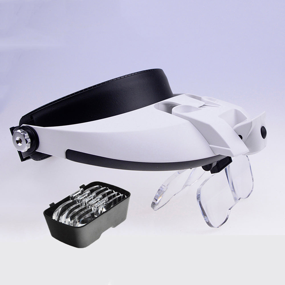 Detachable LED Headband Illuminated Magnifier with 5 Replaceable Lens Support Adjustable Magnifier Light Head Magnifying