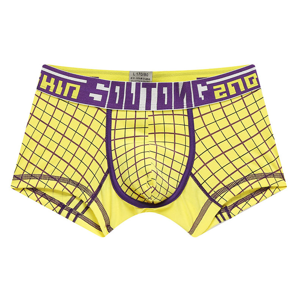 Underwear Men's Split Button Decor Boxer Briefs Mid Rise Breathable Underpants