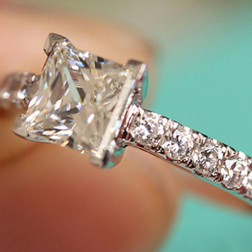 Women Fashion Square Rhinestone Silver Color Wedding Bridal Party Ring Gift