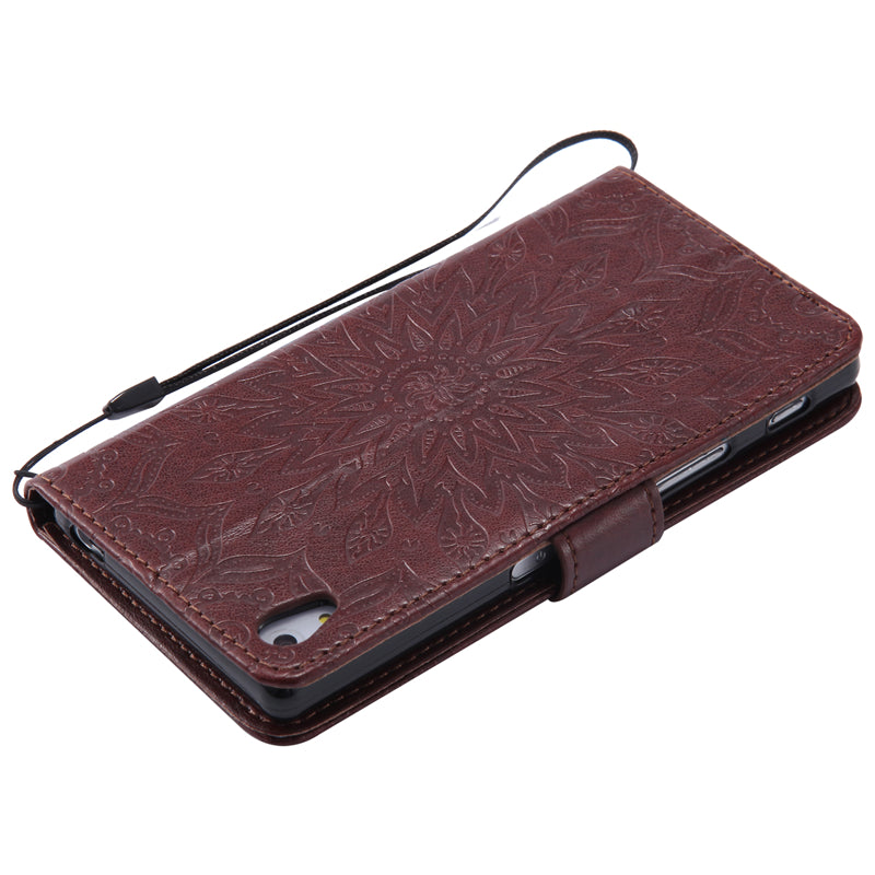 Sony Z5 Case, Sunflower Pattern PU Leather Wallet Protection Case for Sony Z5