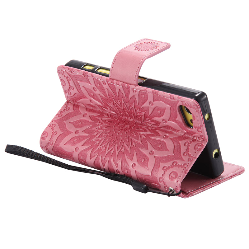Sony Z5 compact Case, Sunflower Pattern PU Leather Wallet Protection Case for Sony Z5 compact
