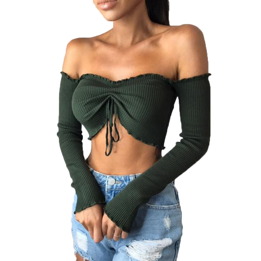 Women Fashion Lace Long Sleeve T-shirt Sexy See-through Crochet Blouse Top