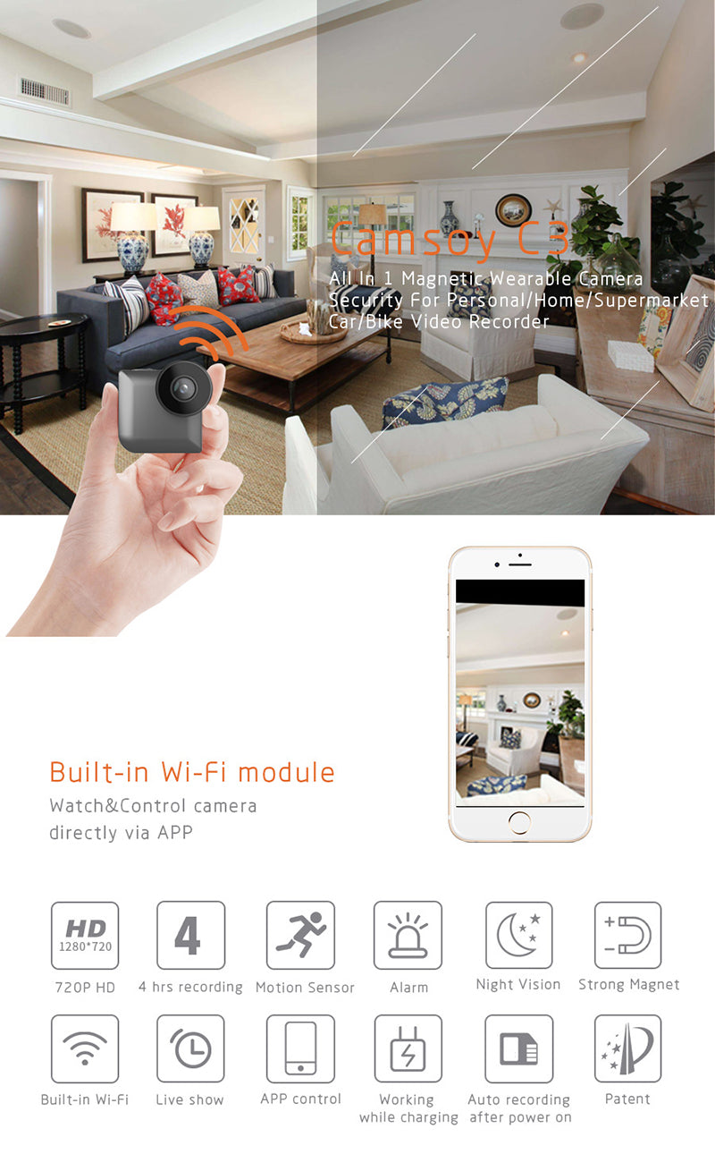C3 Mini HD720P Wifi IP Camera IPBH05 Smart P2P Wireless Baby Monitor Network CCTV Security Camera SmartPhone Remote IP Cam