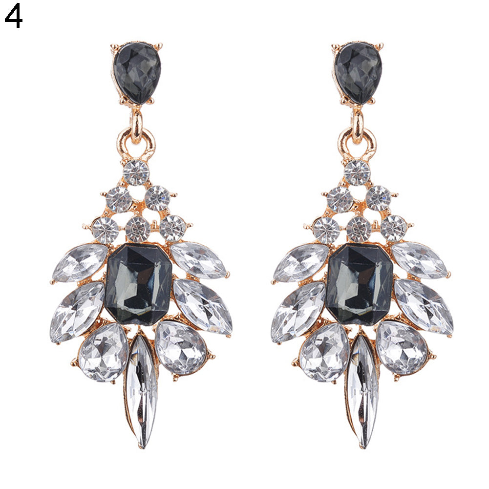 Women Fashion Jelly Resin Rhinestone Water Drop Dangle Ear Stud Earrings Jewelry