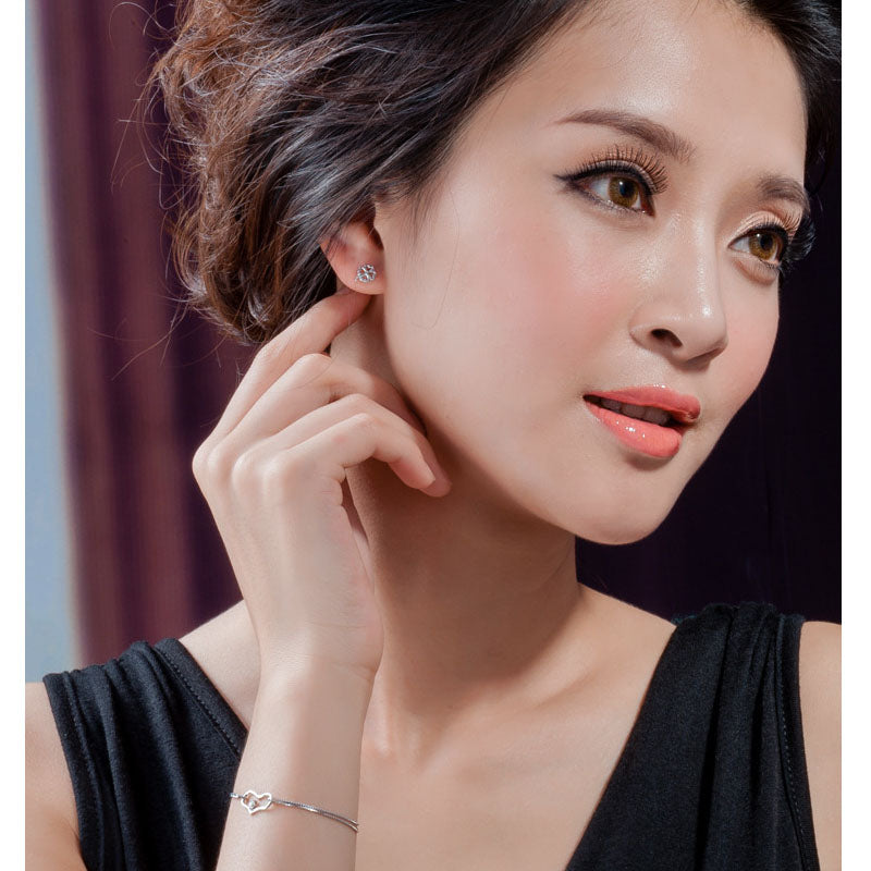 SL06 925 Sterling Silver Zircon Fashion Bracelet Heart-Shaped Decoration Women’s Jewelry