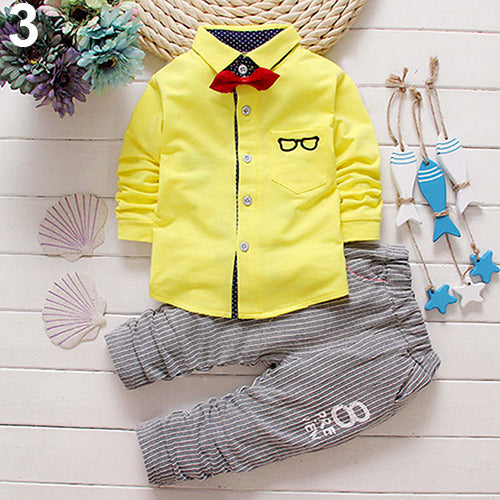 2pcs Toddler Baby Boys Kids Shirt Top + Long Pants Clothes Outfits Gentleman Set