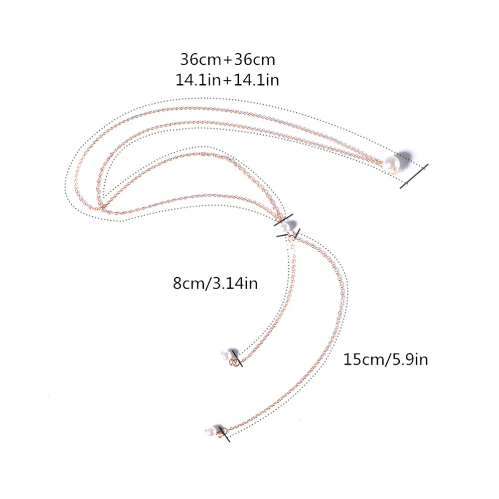 Women Back Pendant Necklace Long Alloy Chain Fashion Jewelry Faux Pearl Beads