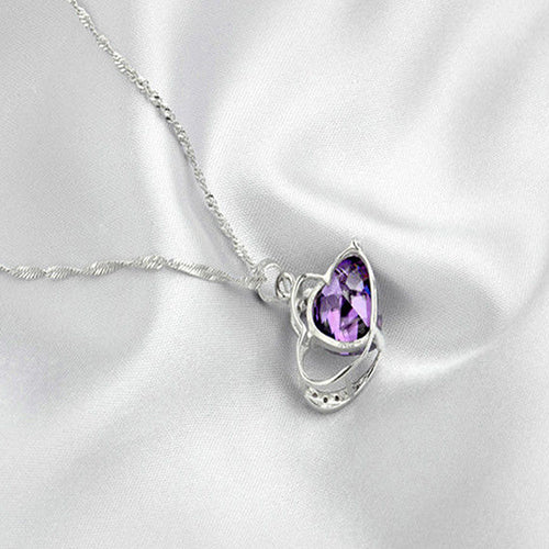 Women Fashion Heart Teardrop Rhinestone Pendant Necklace Jewelry Charm Gift