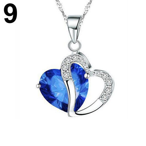 Women Fashion Heart Teardrop Rhinestone Pendant Necklace Jewelry Charm Gift