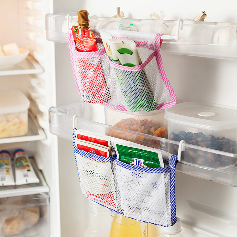 Practical Refrigerator Hanging Mesh Bag Home Kitchen Storage Organizer Pouch