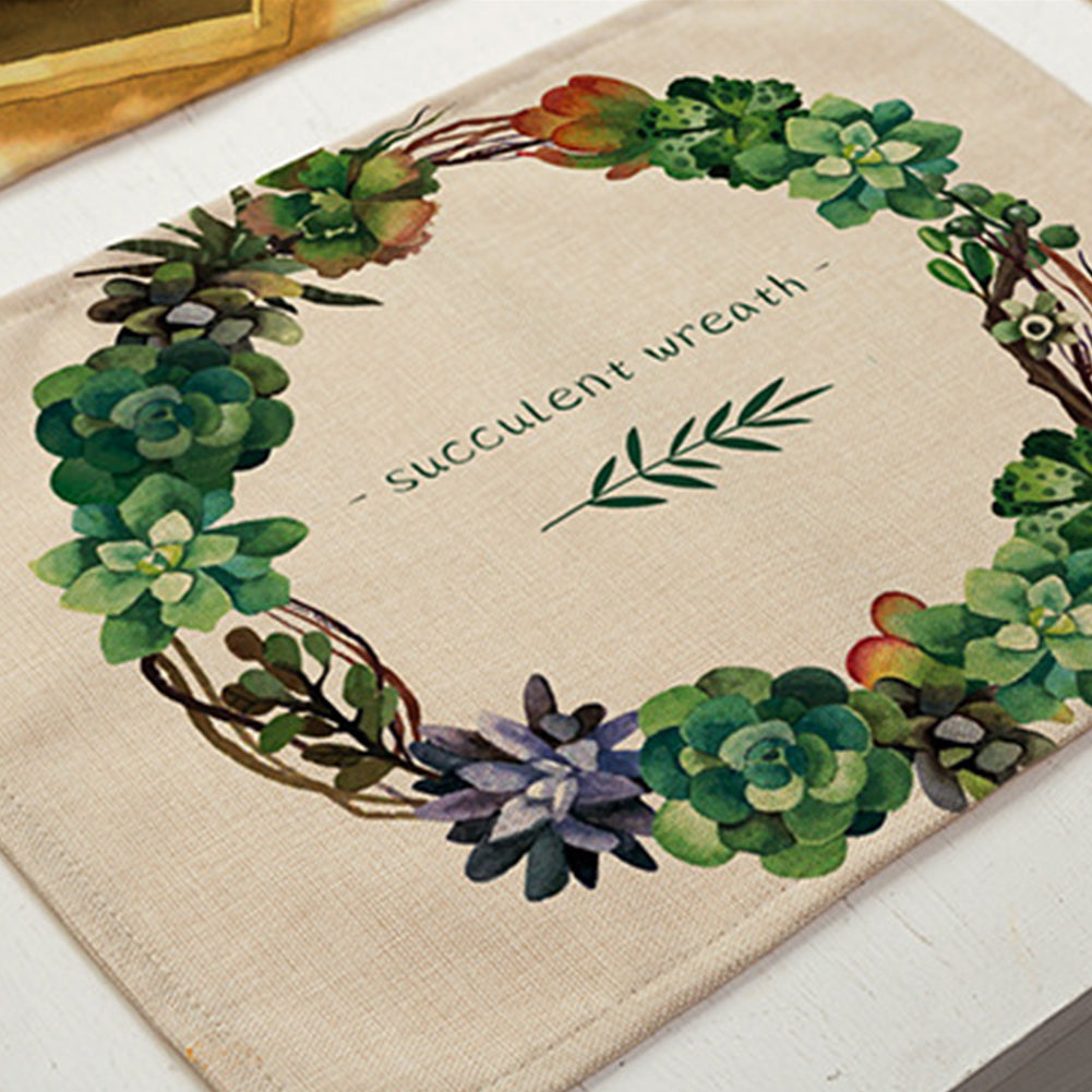 Succulent Plant Print Tableware Mat Coffee Tea Coaster Rectangle Placemat Deocr