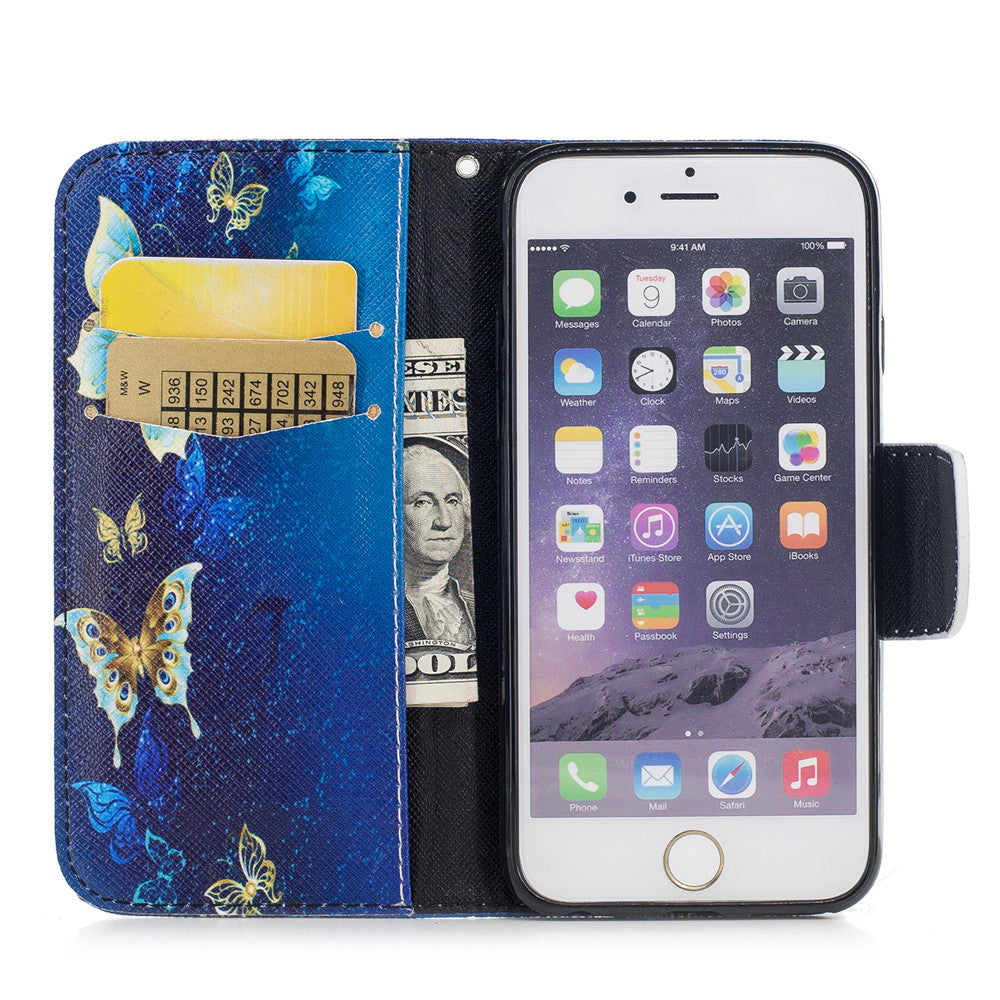 Apple iPhone 6 Case Pattern Printed Flip Magnetic Wallet Card Slot Soft Protective Cover for Apple iPhone 6/6s