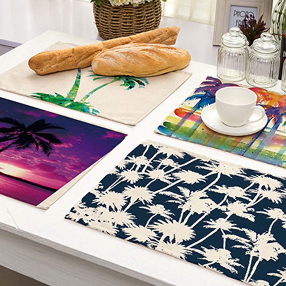 42x32cm Coconut Tree Pattern Dining Table Mat Insulation Placemat Home Decor