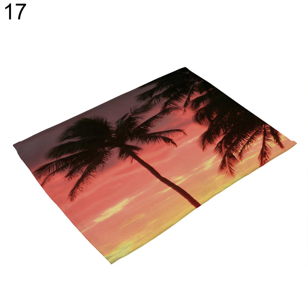 42x32cm Coconut Tree Pattern Dining Table Mat Insulation Placemat Home Decor