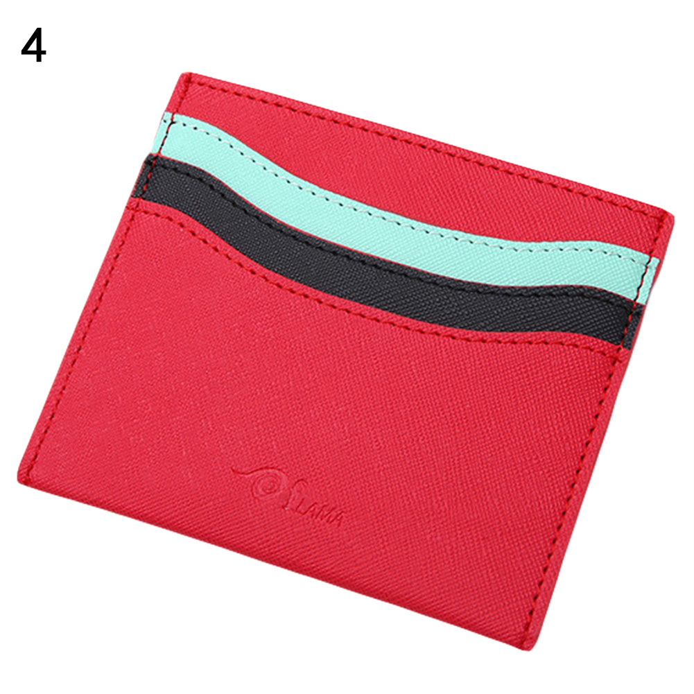 Women Men Faux Leather Credit Card Case Holder Purse Slim Front Pocket Wallet