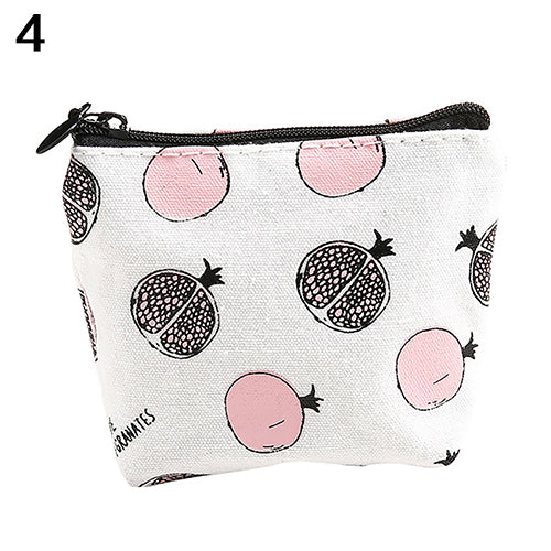 Creative Adult Kids Cartoon Fruit Pattern Canvas Zipper Coin Purse Wallet Bag Gift